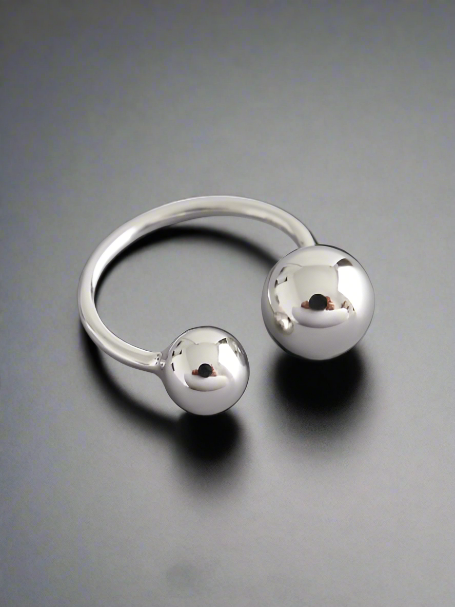 Double Silver Ball Ring