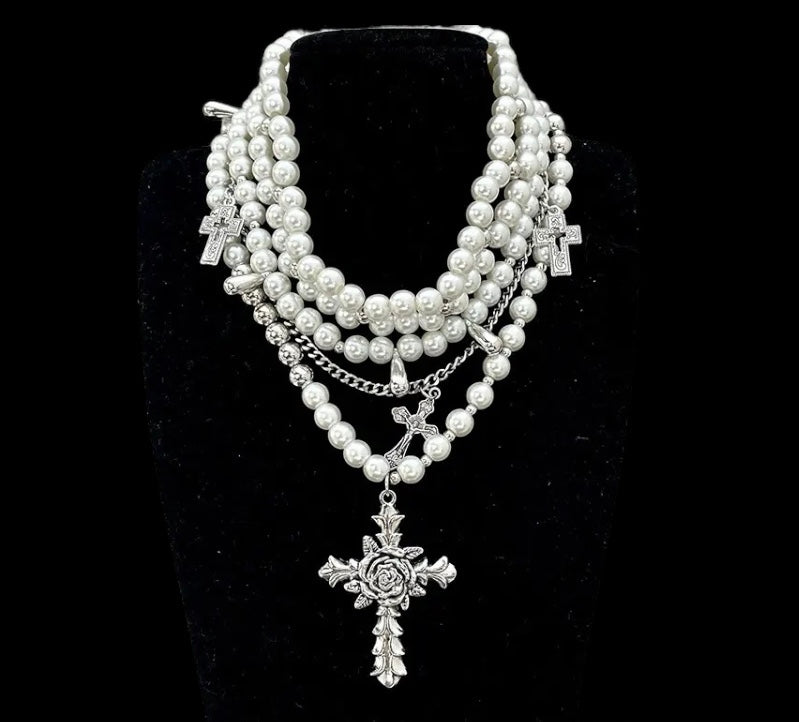 Rose, Crosses & Pearls