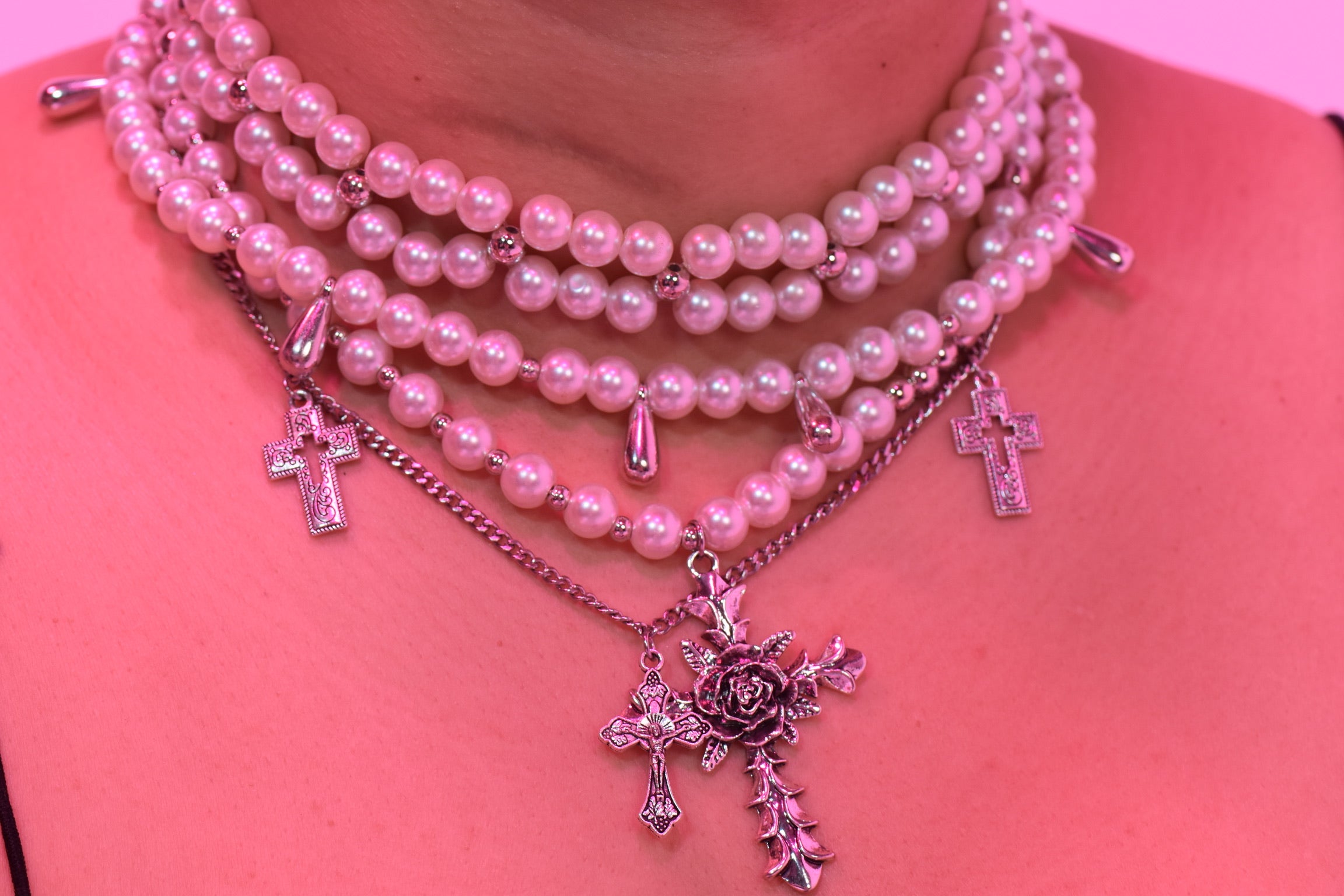 Rose, Crosses & Pearls