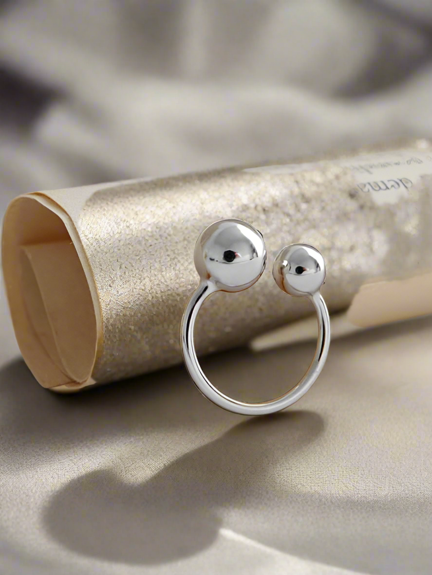 Double Silver Ball Ring