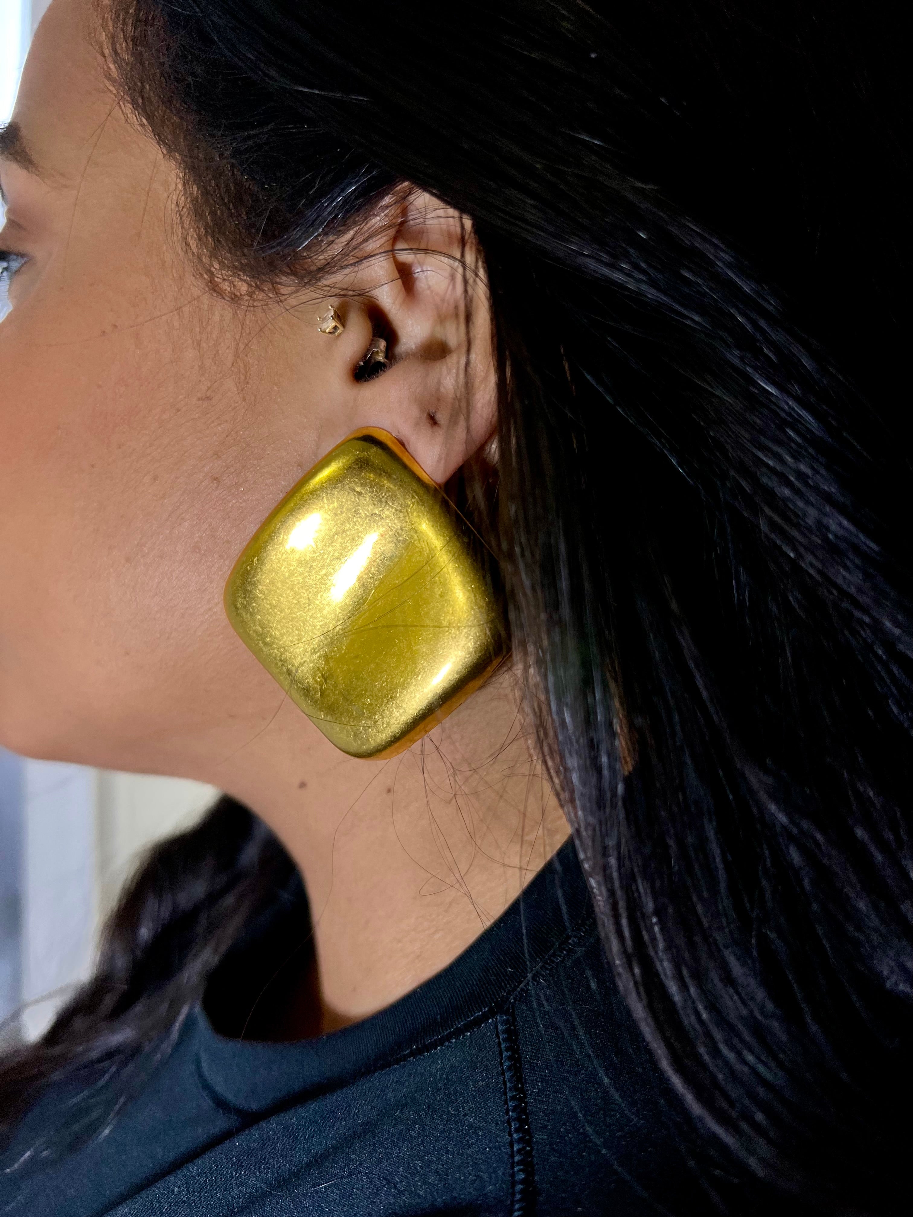 Big Chrome Square Earrings