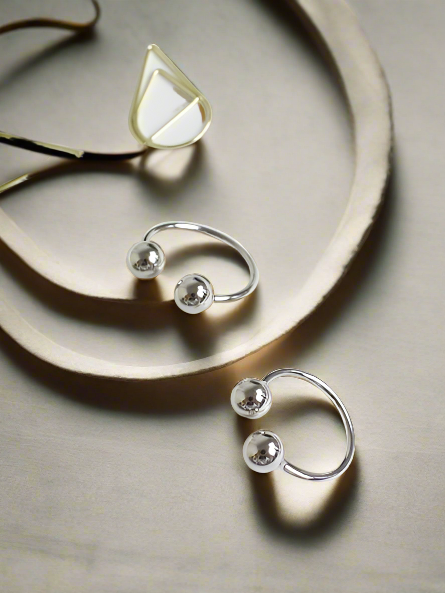 Double Silver Ball Ring