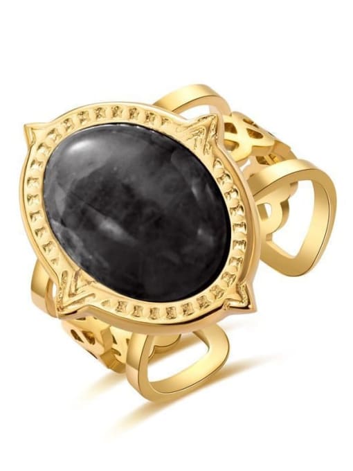 Grey & Black Marble Oval Ring
