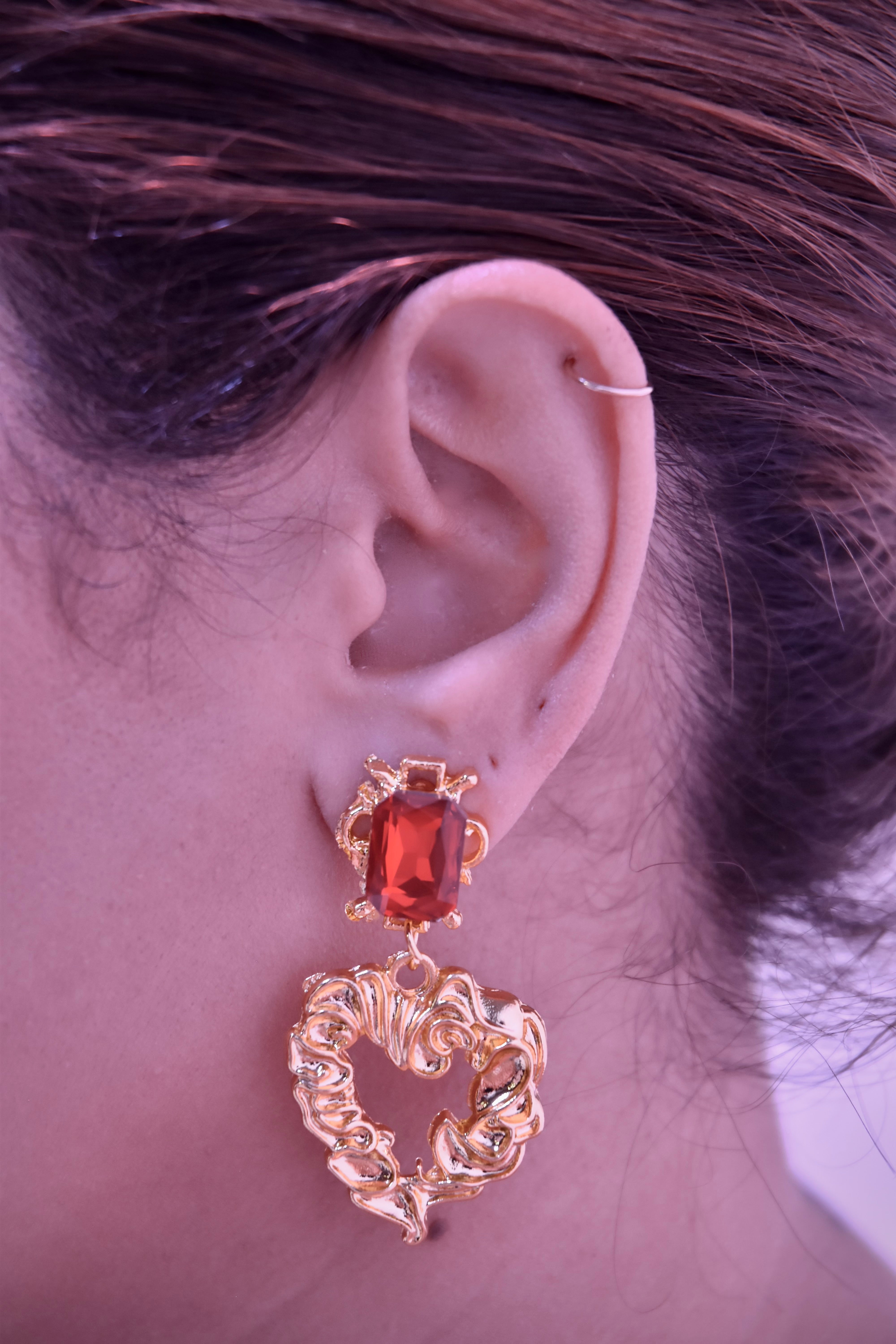 Gold Love Heart Earrings