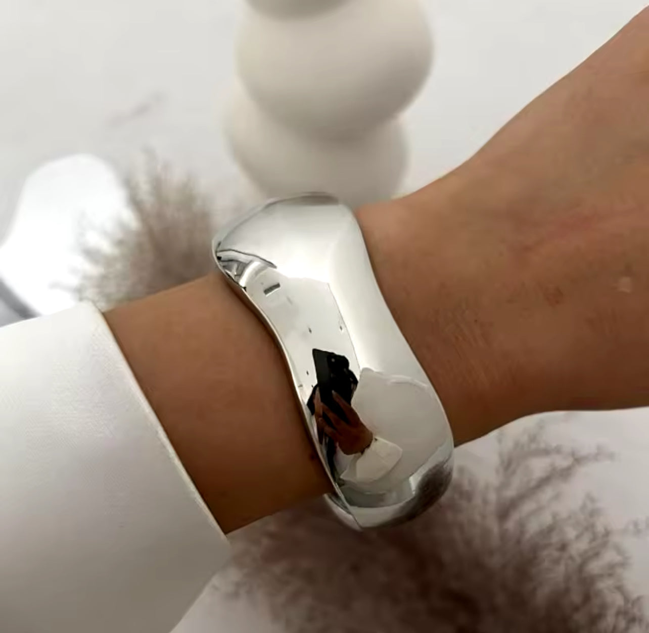 Chrome Squared Bangle