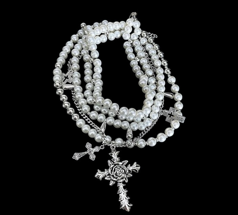Rose, Crosses & Pearls