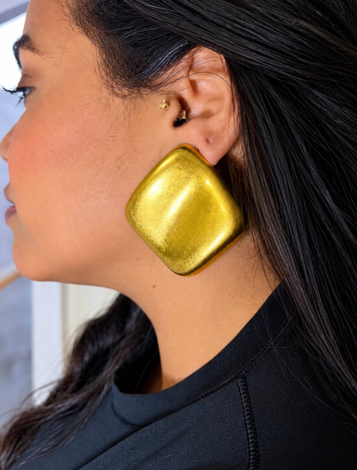 Big Chrome Square Earrings