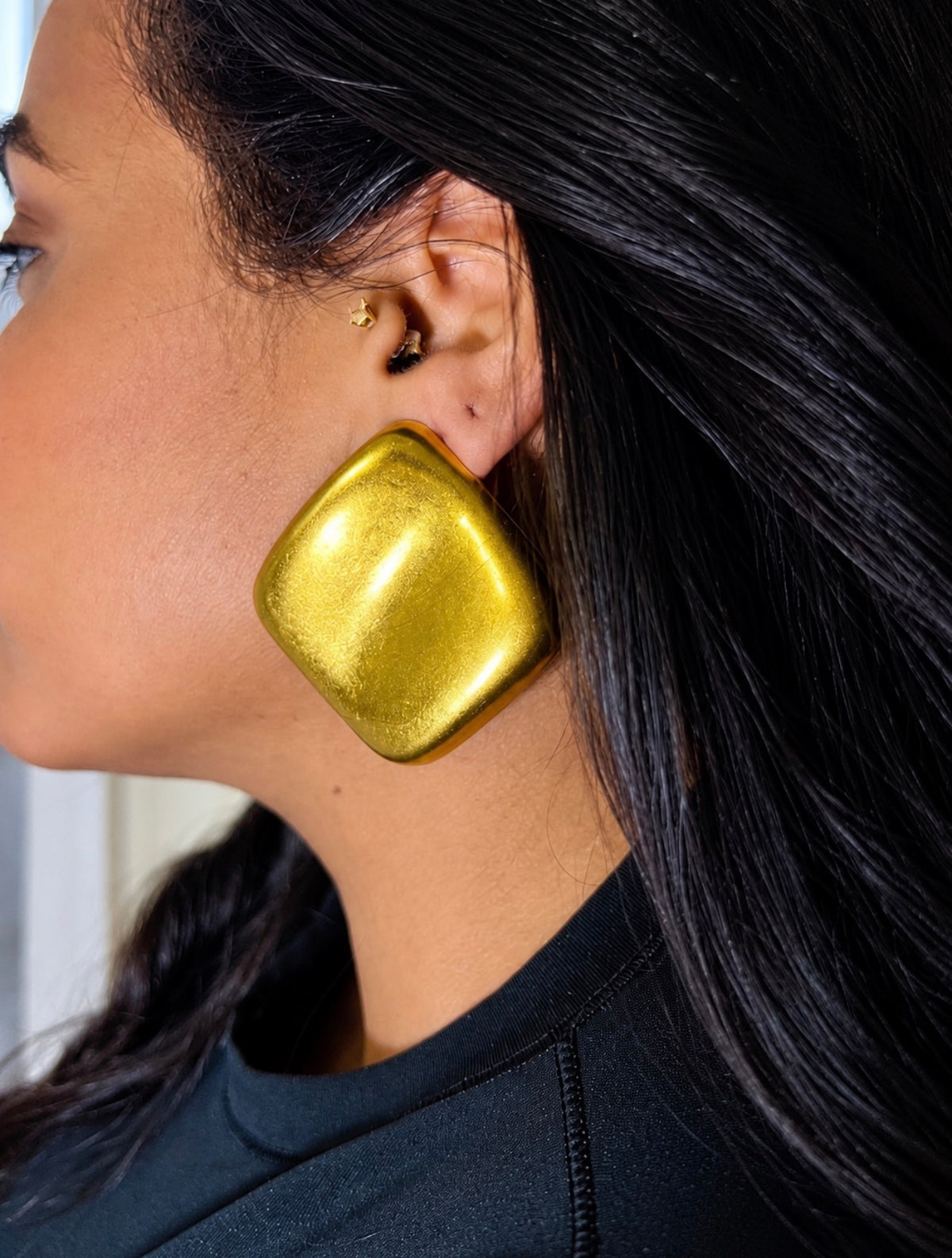 Big Chrome Square Earrings
