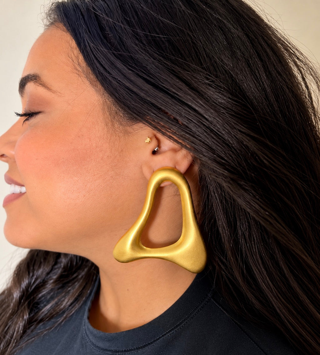 Golden Matte Sculpt Earrings