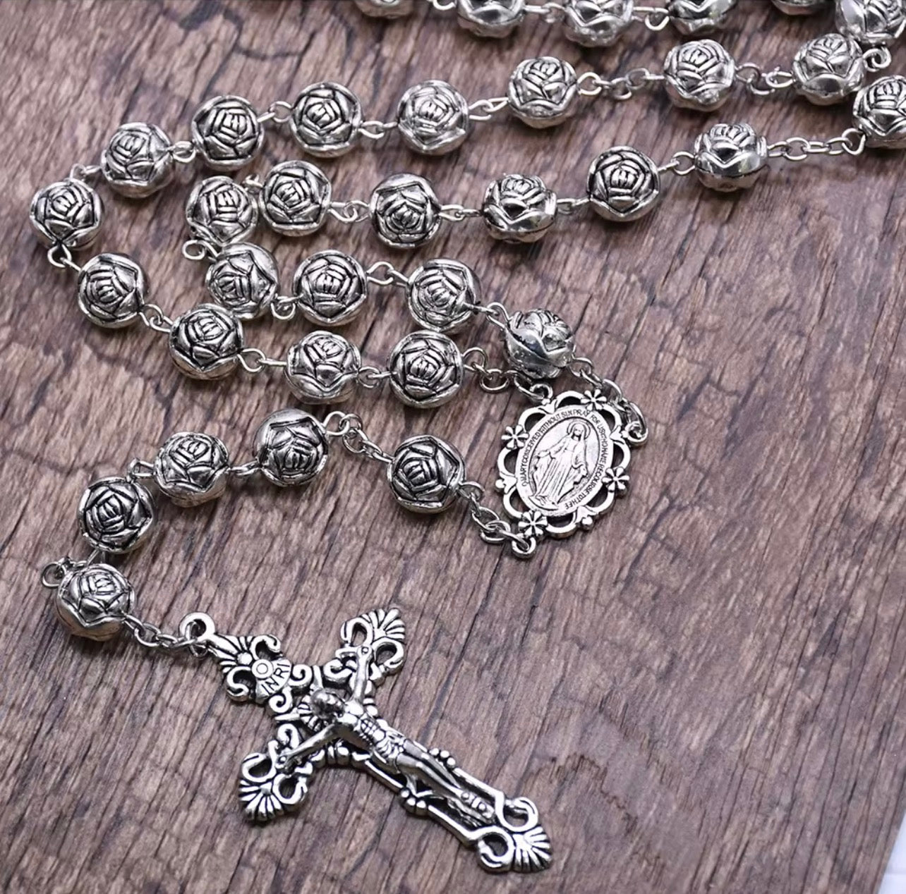Silver Rose Rosary