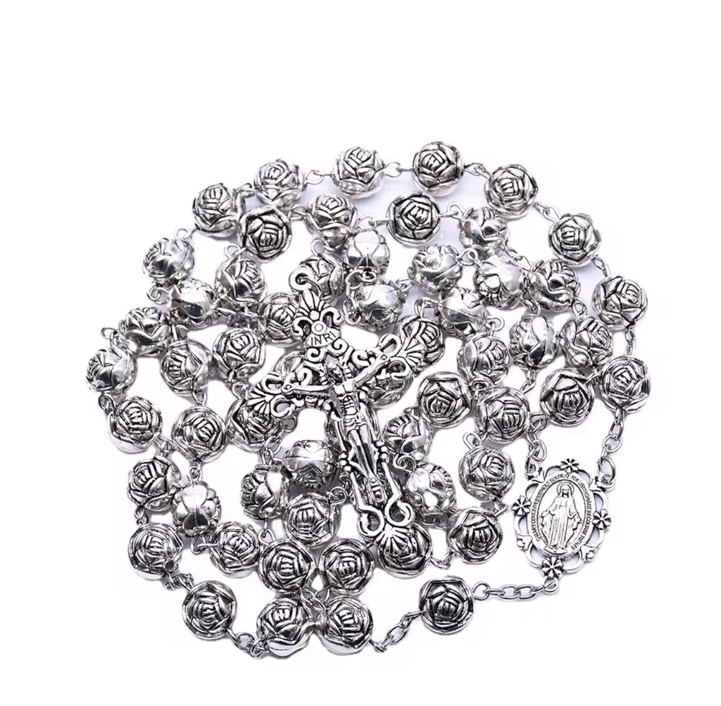 Silver Rose Rosary