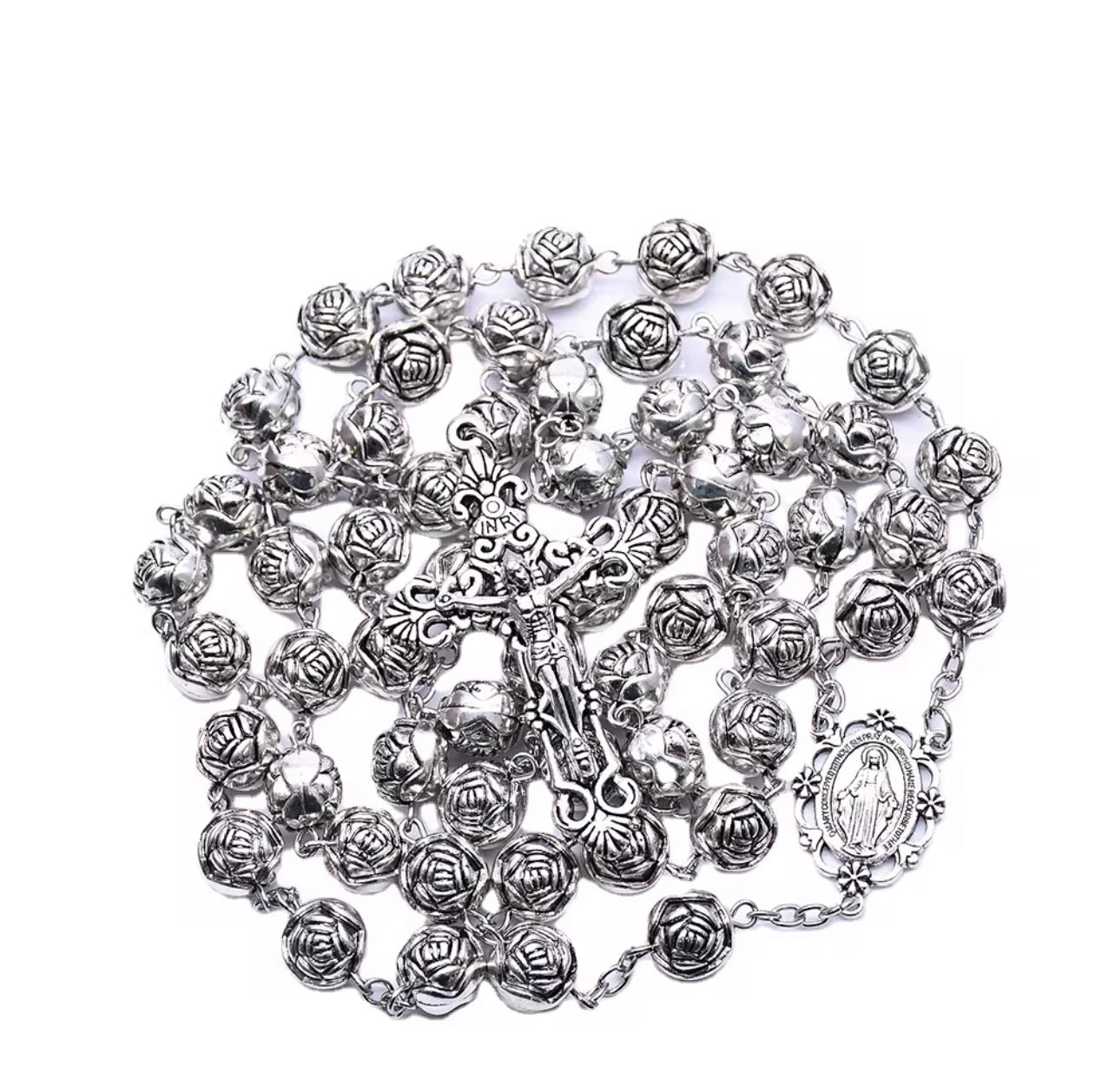 Silver Rose Rosary