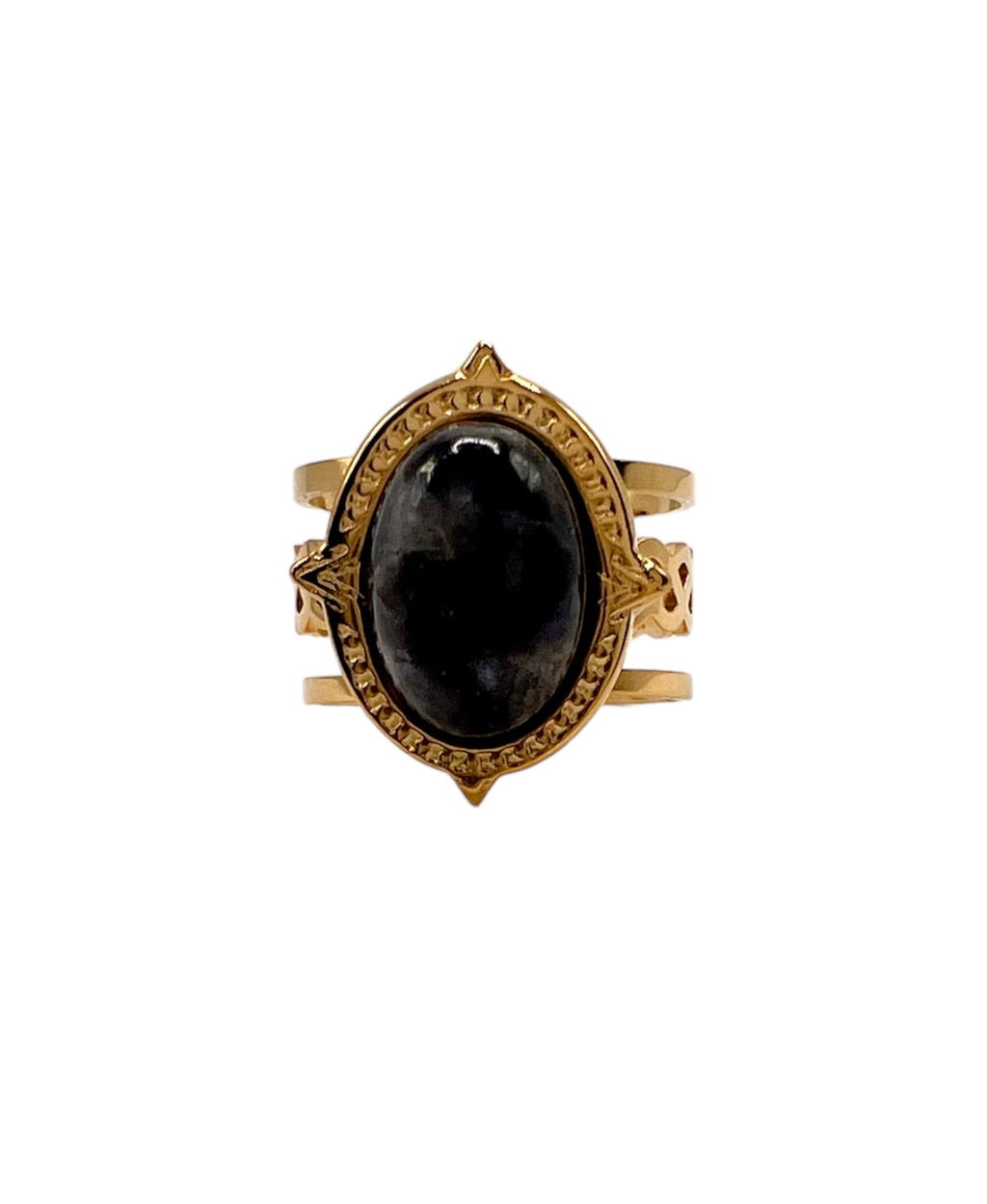 Grey & Black Marble Oval Ring