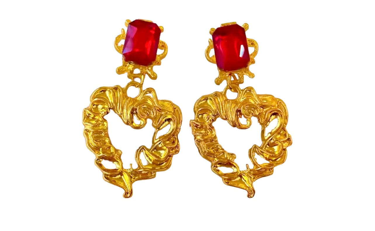Gold Love Heart Earrings