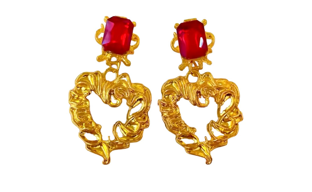 Gold Love Heart Earrings