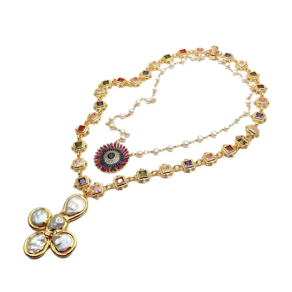 White Pearls Rosary Necklace