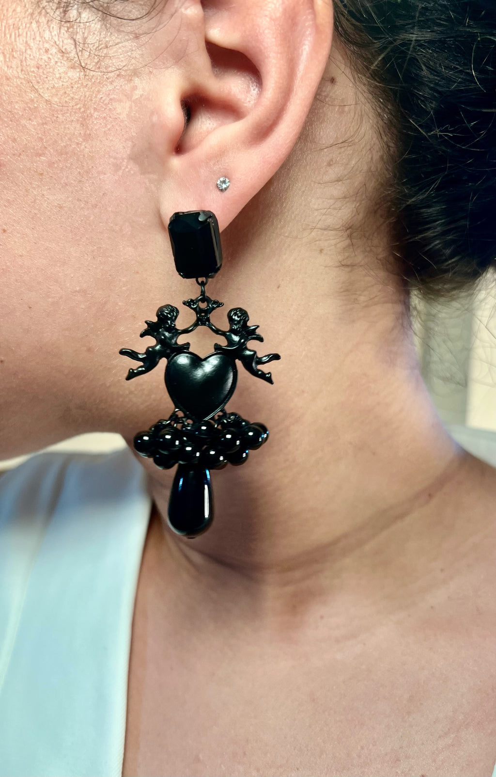 Black Cherub Earrings