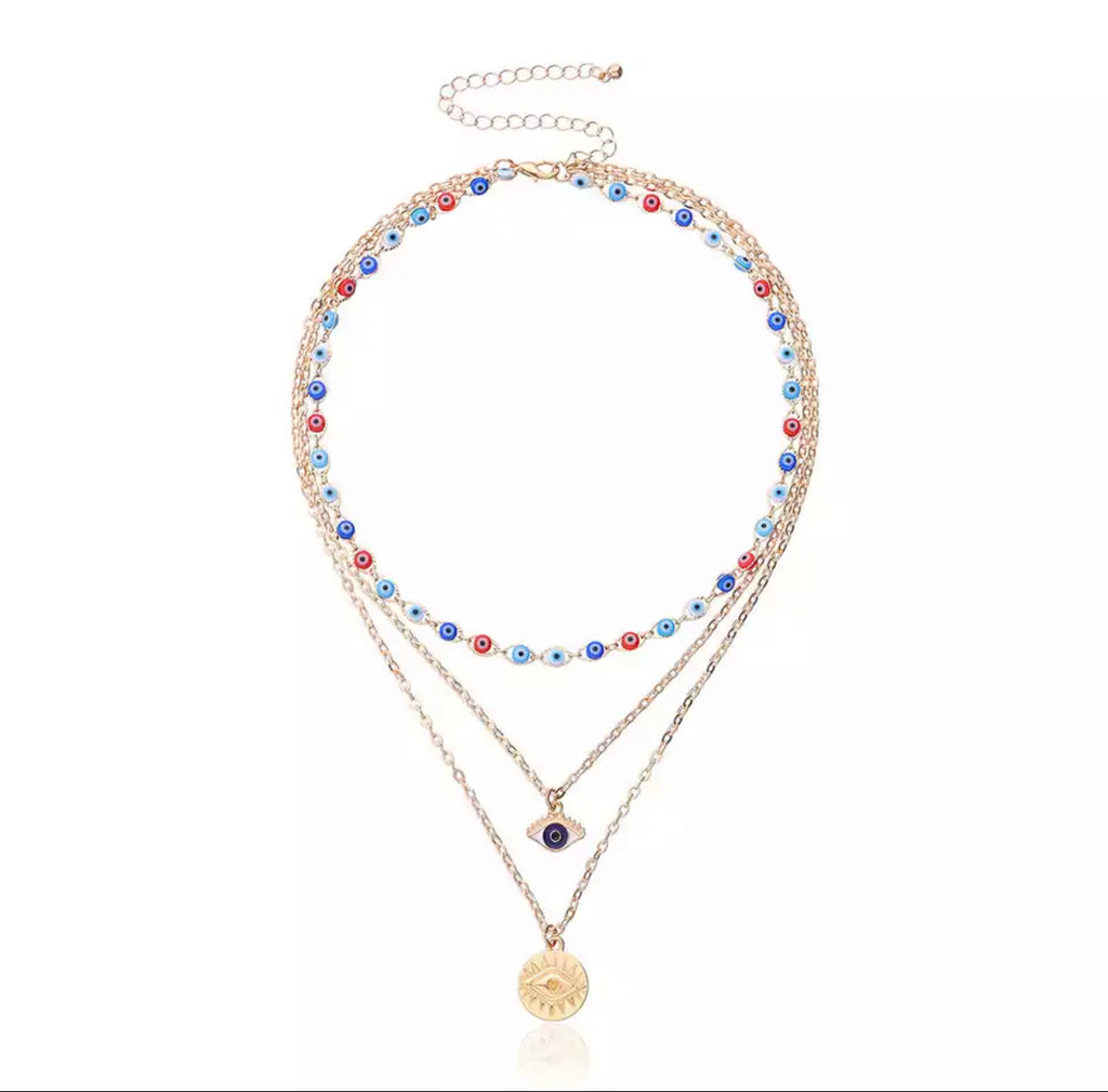 Double Layered Evil Eye Necklace