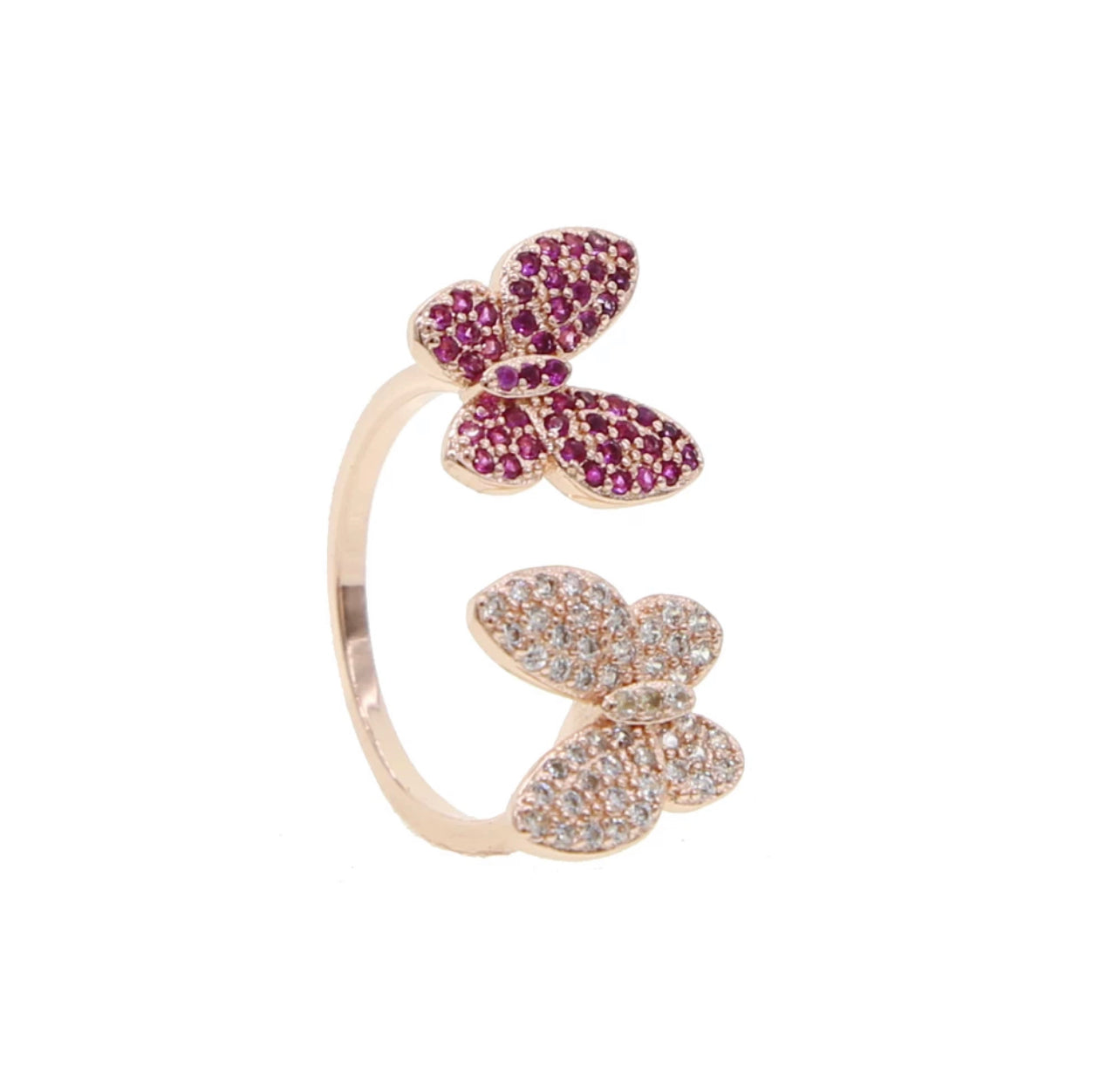 Double Butterfly Adjustable Ring