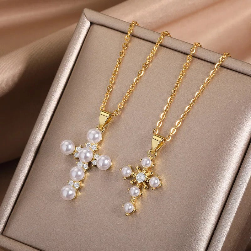 Pearl Cross Necklace