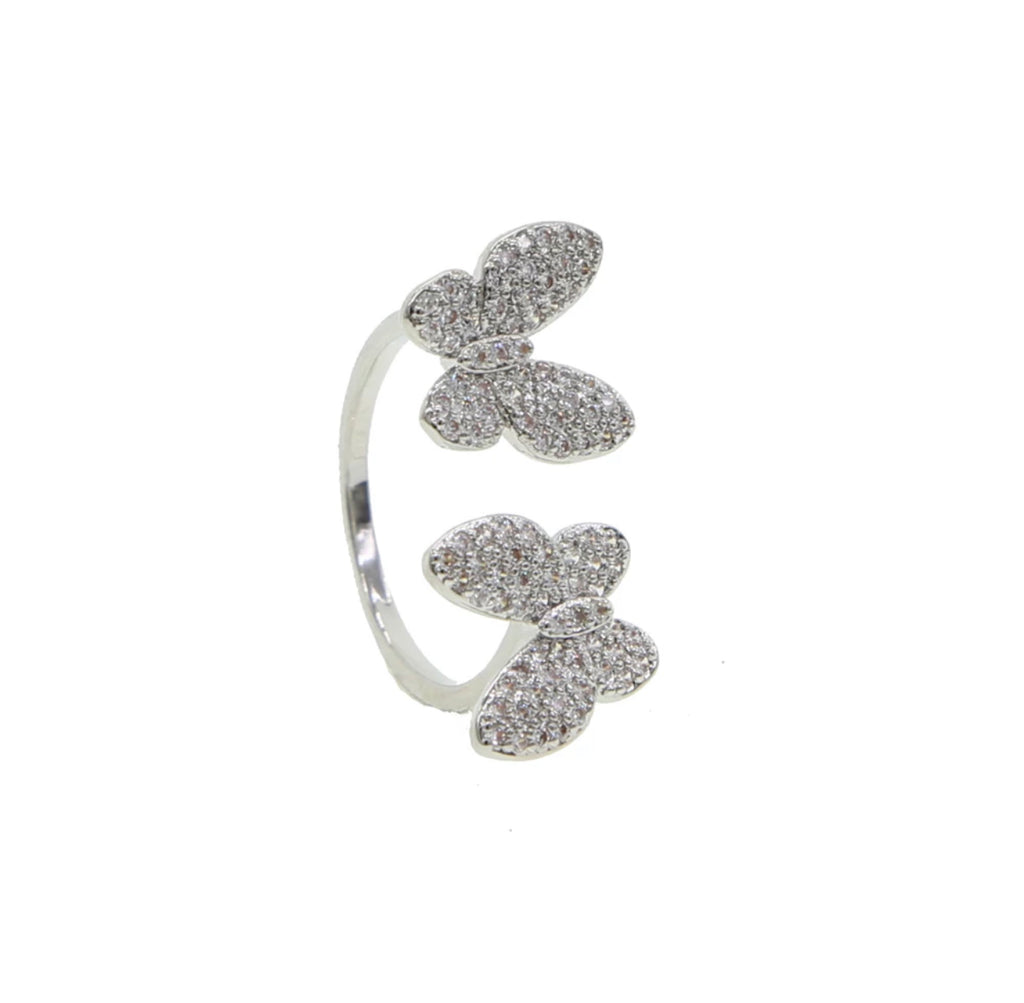 Double Butterfly Adjustable Ring