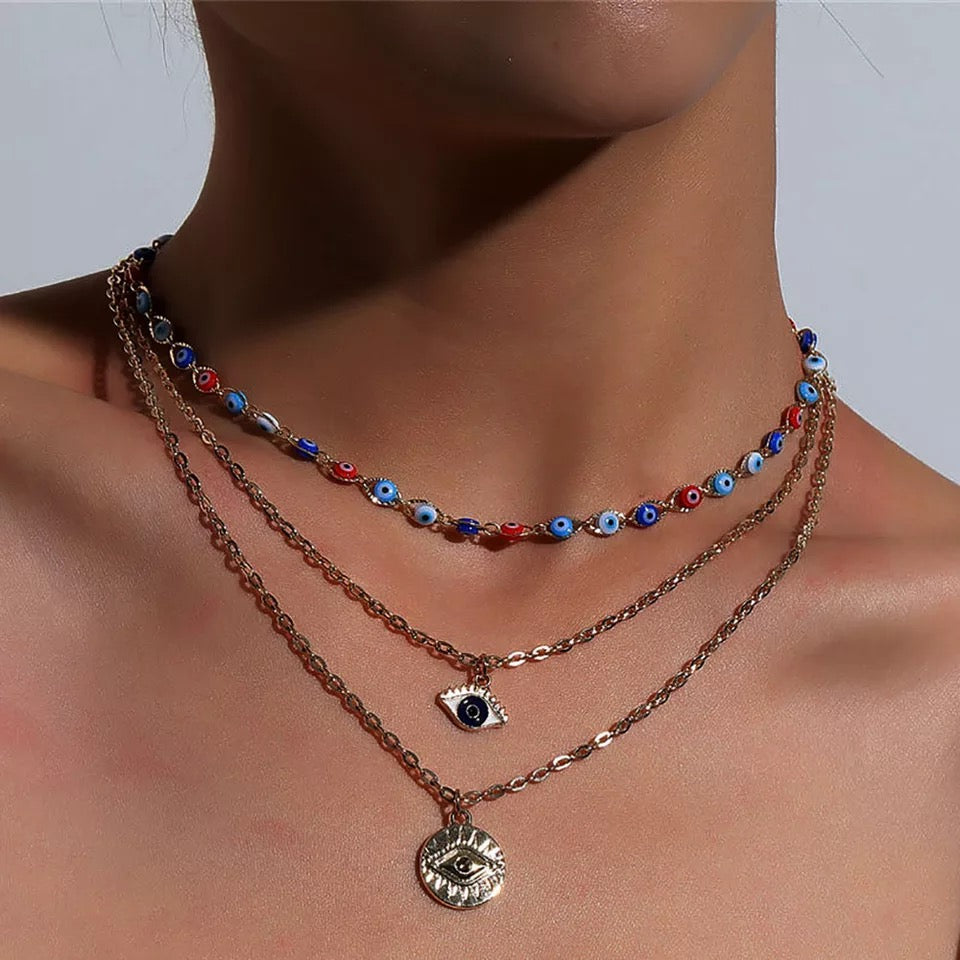 Double Layered Evil Eye Necklace